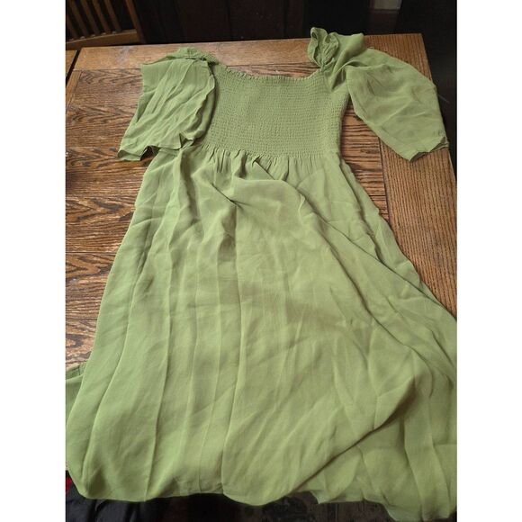 Reformation Cello Midi Dress In Crocodile Green Sz XL - Picture 5 of 5